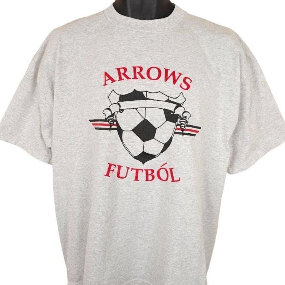 Vintage Arrows Futbol T Shirt Mens Size XL Gray 90s Y2K Soccer